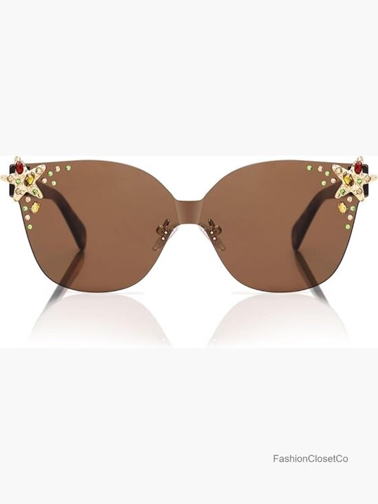Oversized Square Acetate Limited-Edition Sunglasses with Star Accents UV400